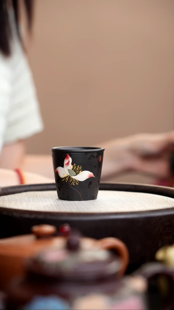 茶壶紫砂石黄直口杯荷花