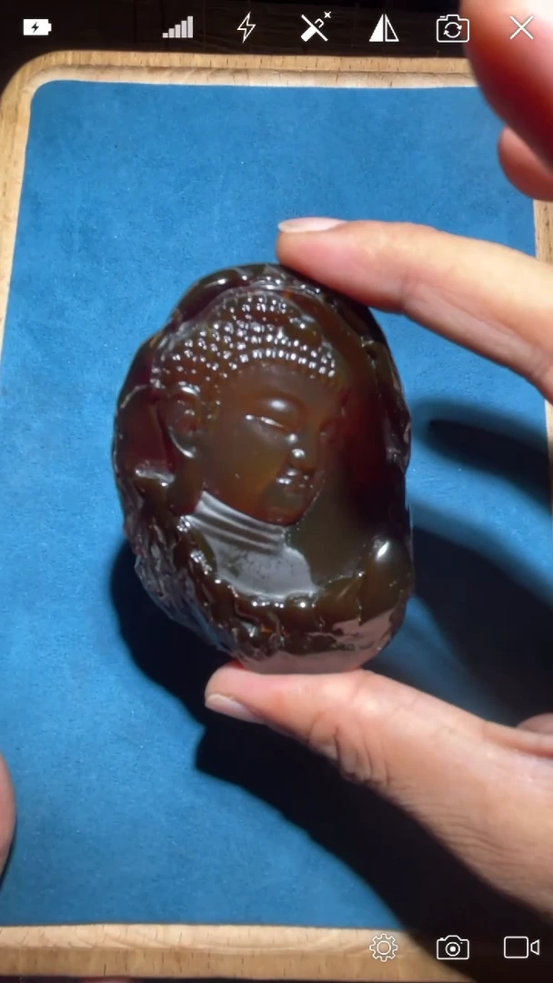 定制蜜蜡勥WR 蓝珀大曰如来大吊坠 三龙老师作品 配托