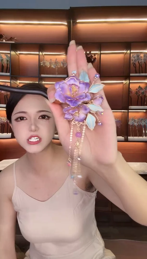 合金无 212非遗绒花 发簪带流苏