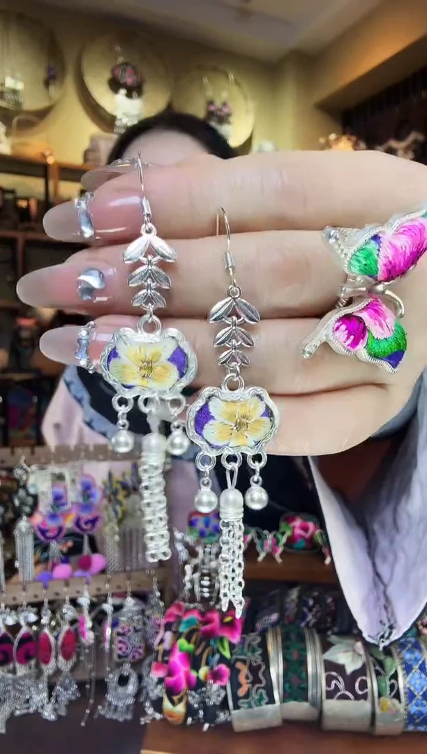 刺绣非遗刺绣民族风耳环