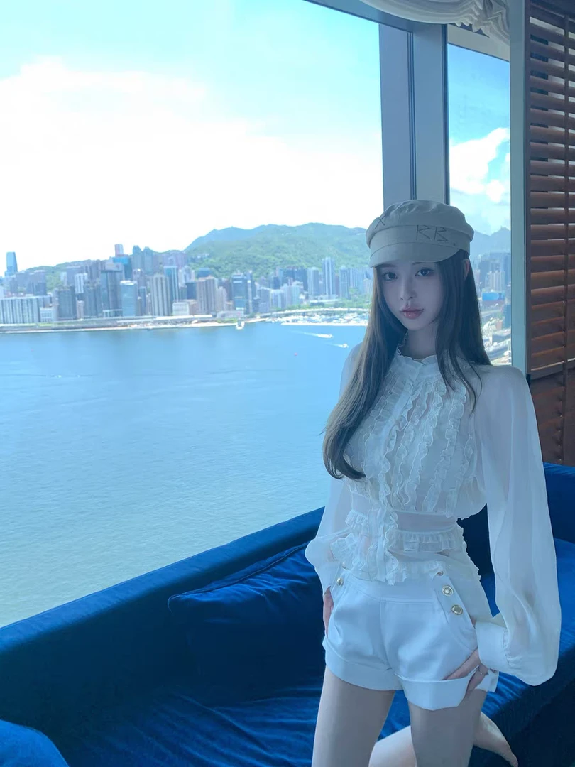 【日光柔纱】手缝花边法式宫廷风雪纺衬衫2025夏季高腰热裤两件套女