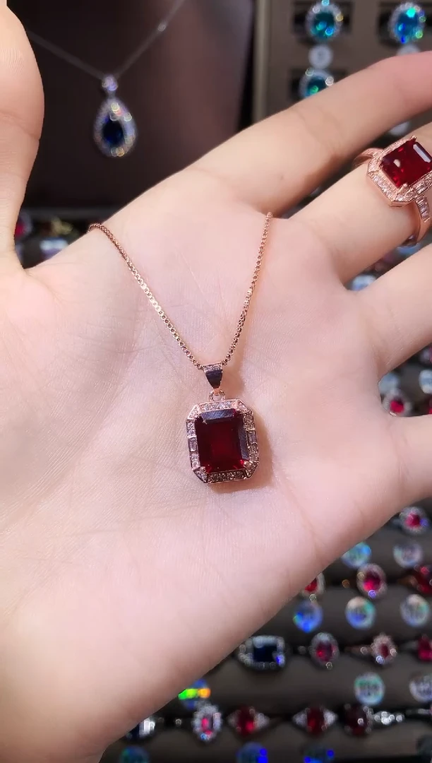 吊坠(赠链)银S925镶嵌红宝石810