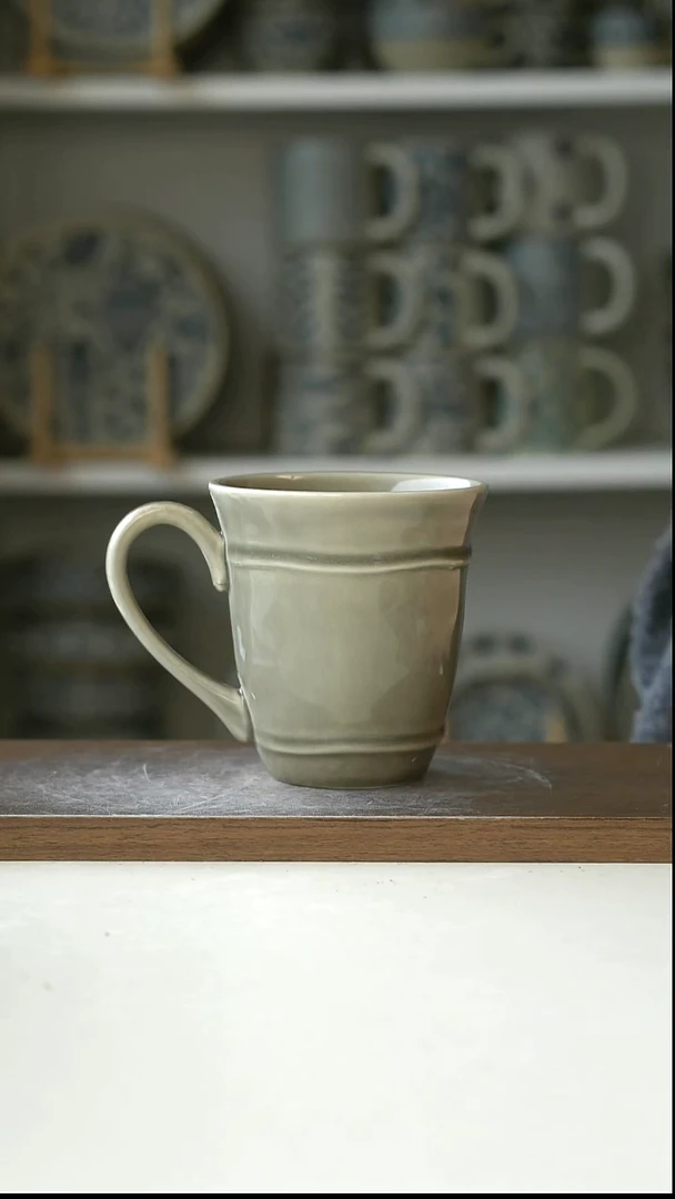 陶出美PD烟灰手捏手作马克杯320ml@4-2@微瑕
