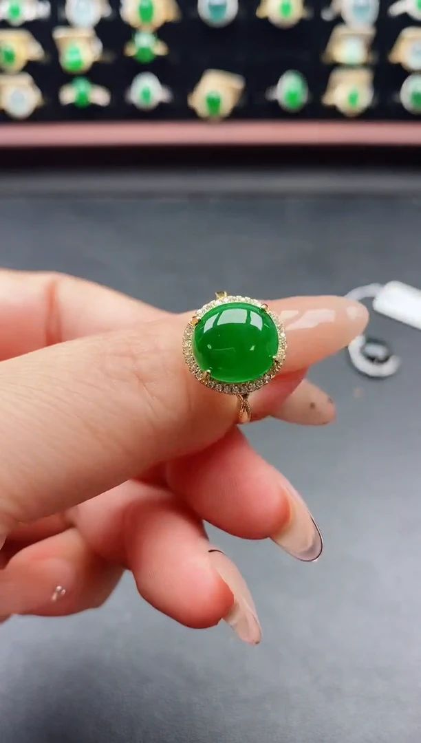 银S925镶嵌戒指翡翠1