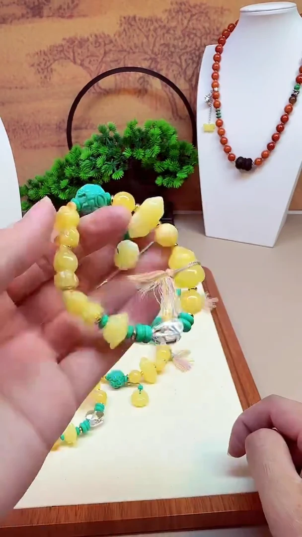 蜜蜡颈饰14K金镶嵌S241