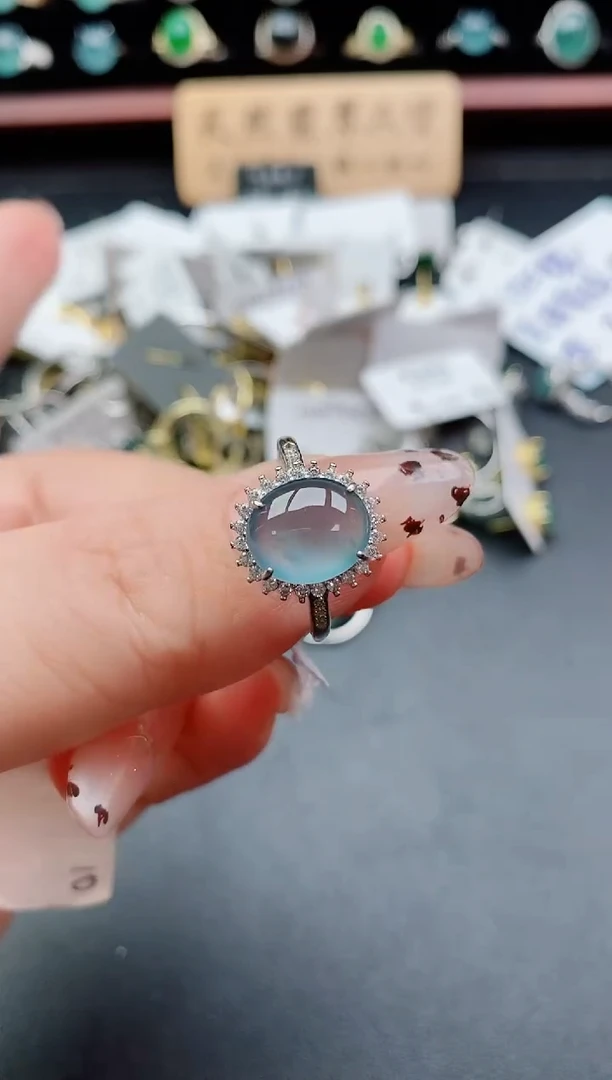 银S925镶嵌戒指翡翠1