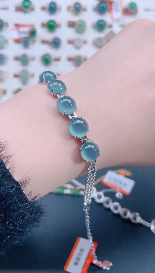 银S925镶嵌手链翡翠天然翡翠