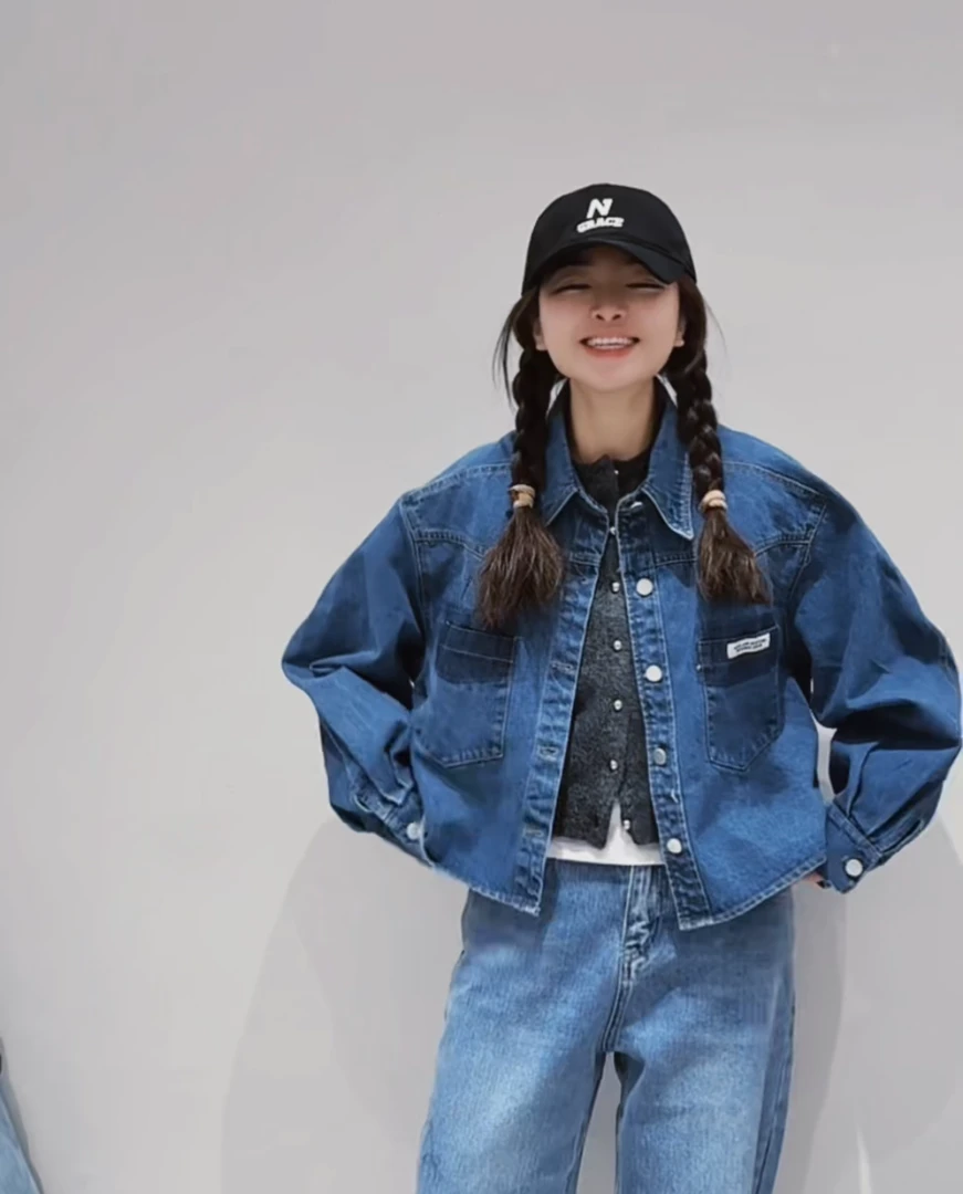 夏小朵 天若有情牛仔外套 百搭复古宽松时尚牛仔外套