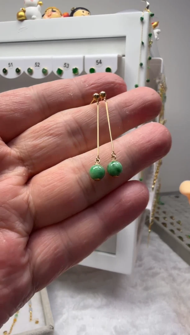 18K金镶嵌翡翠耳饰缅甸天然翡翠a货