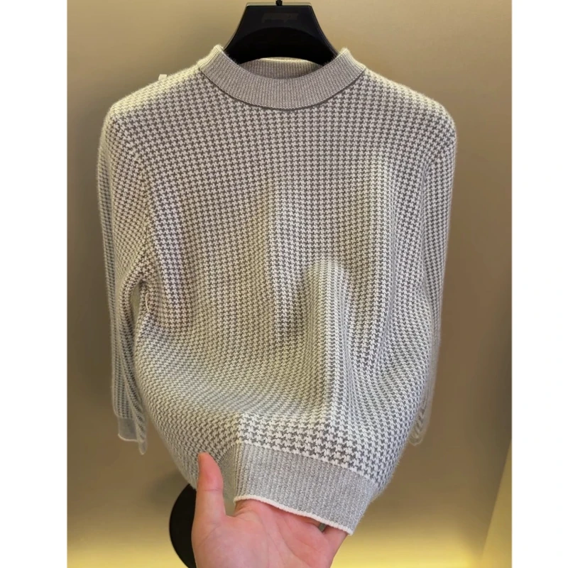 高档秋冬季内搭保暖衣打底衫男士半高领雪尼尔毛衣针织衫 303