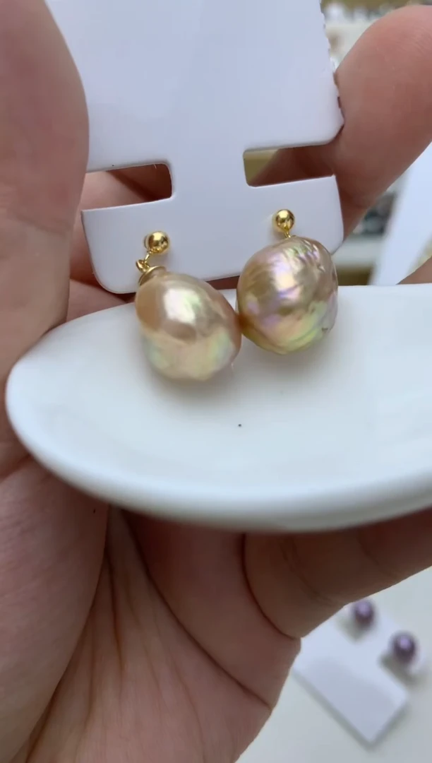 银S925镶嵌耳饰淡水珍珠e40