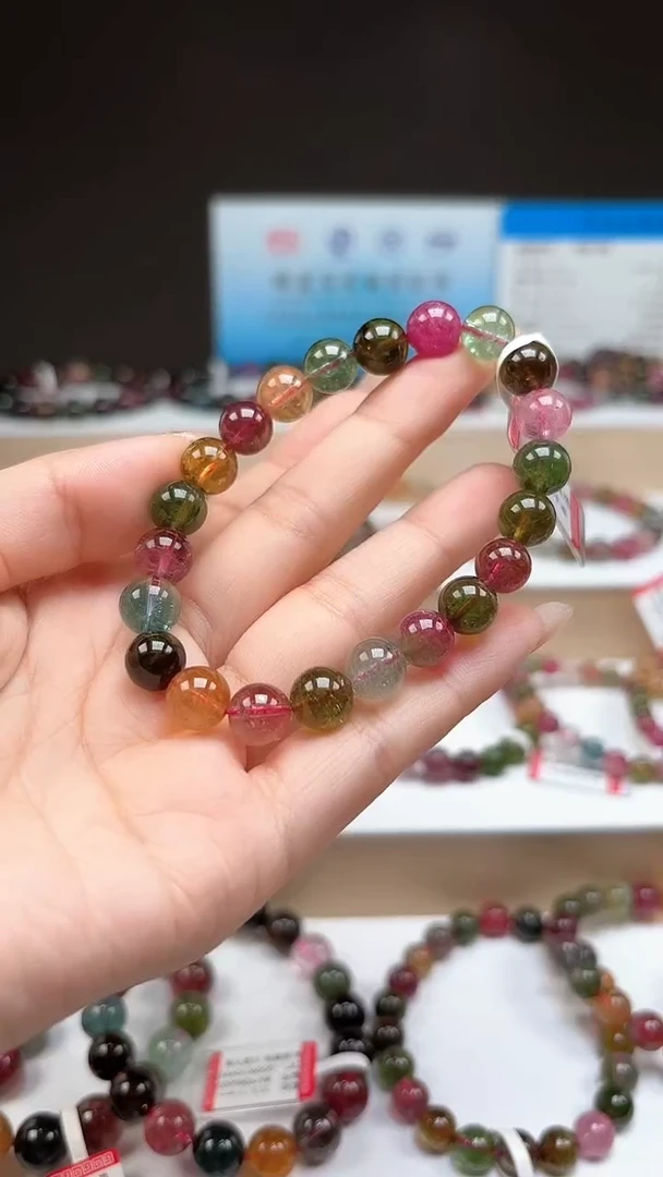 【闪购商品】碧玺手串未镶嵌8.8mm巴西老料玻璃体糖果色单圈手串