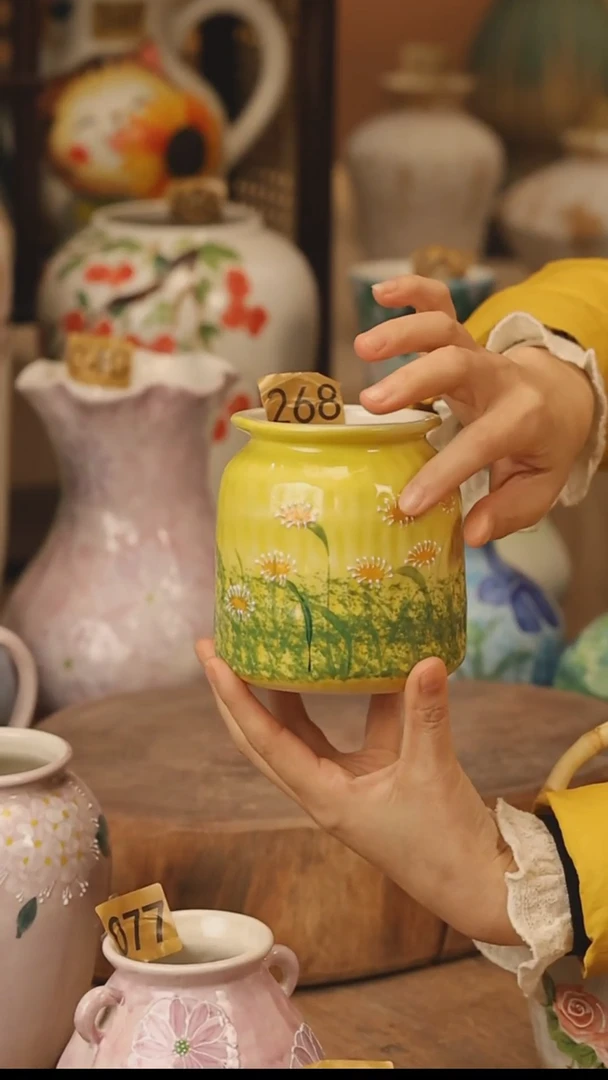 陶瓷景德镇设计师手作花器摆件侘寂风@M268@