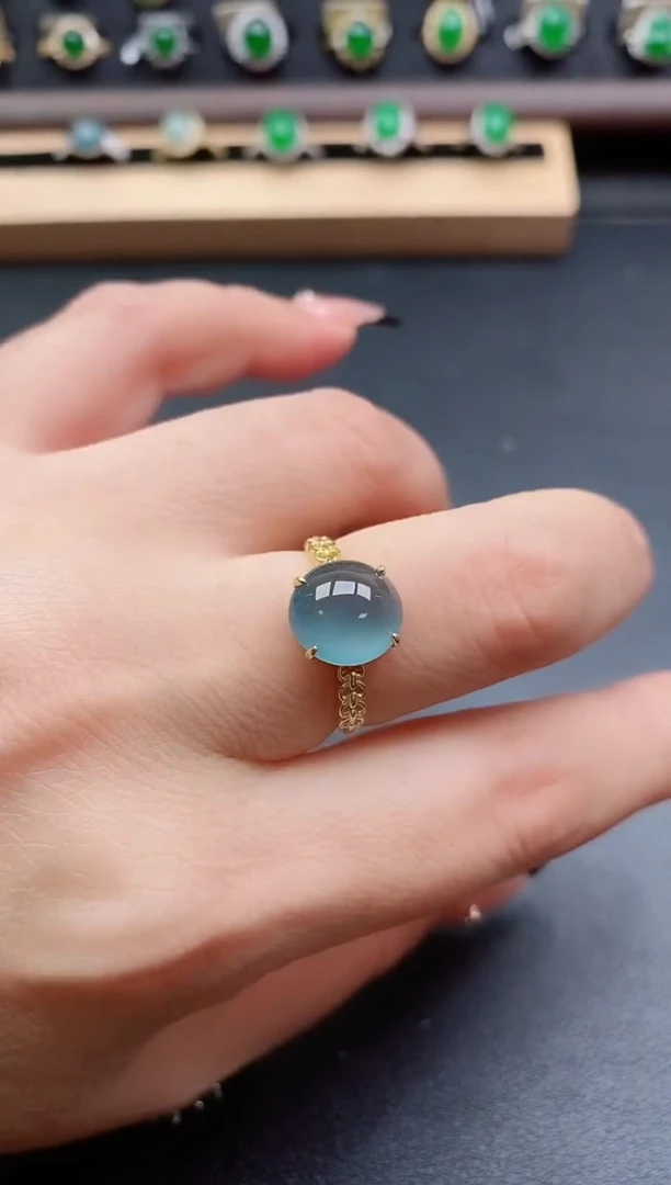 银S925镶嵌戒指翡翠1