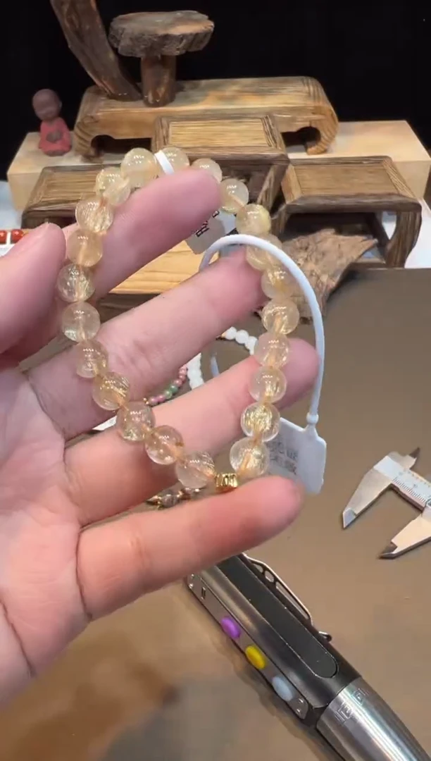水晶手链18K金镶嵌手饰@@E6670