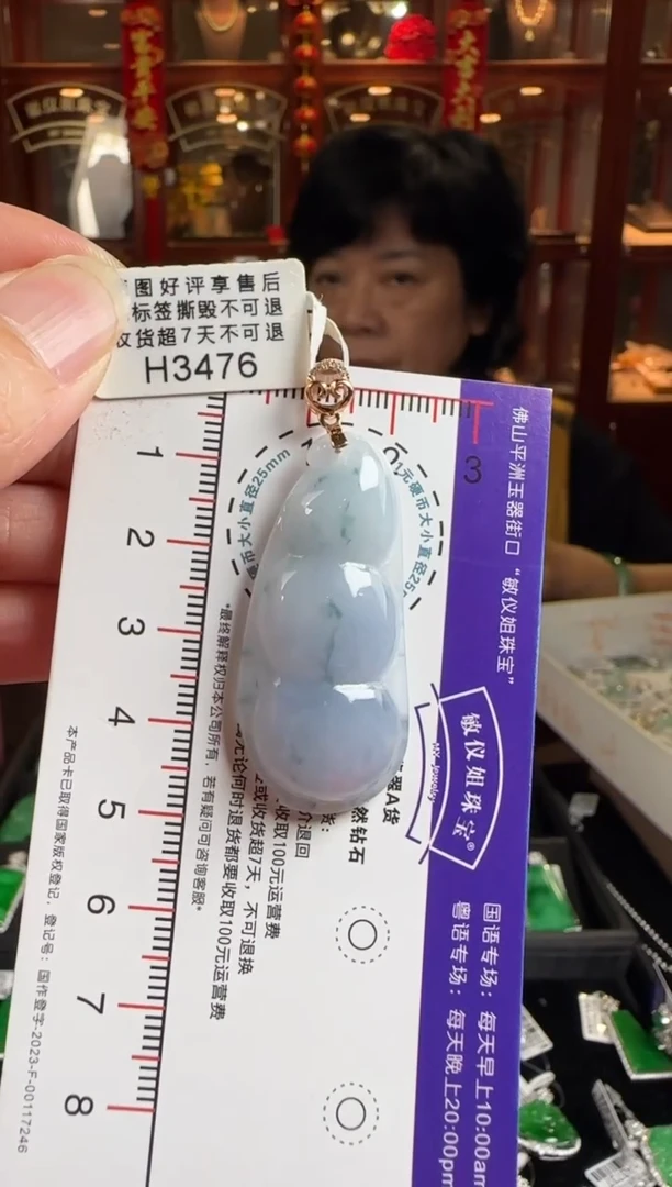 颈饰18K金镶嵌翡翠H3476紫富贵豆