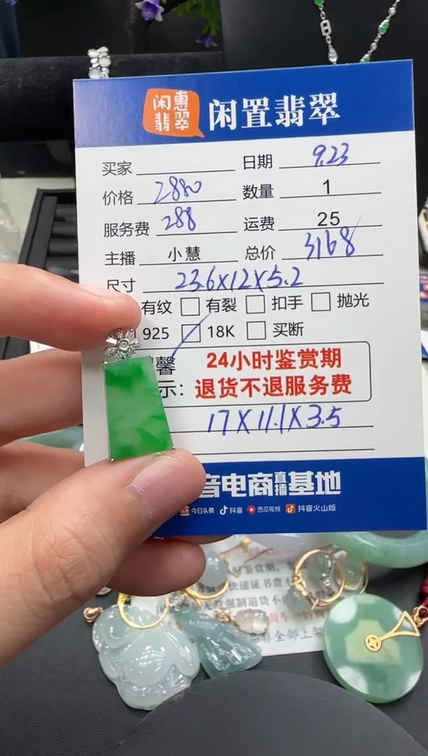 吊坠(不含链)18K金镶嵌翡翠翡翠吊坠