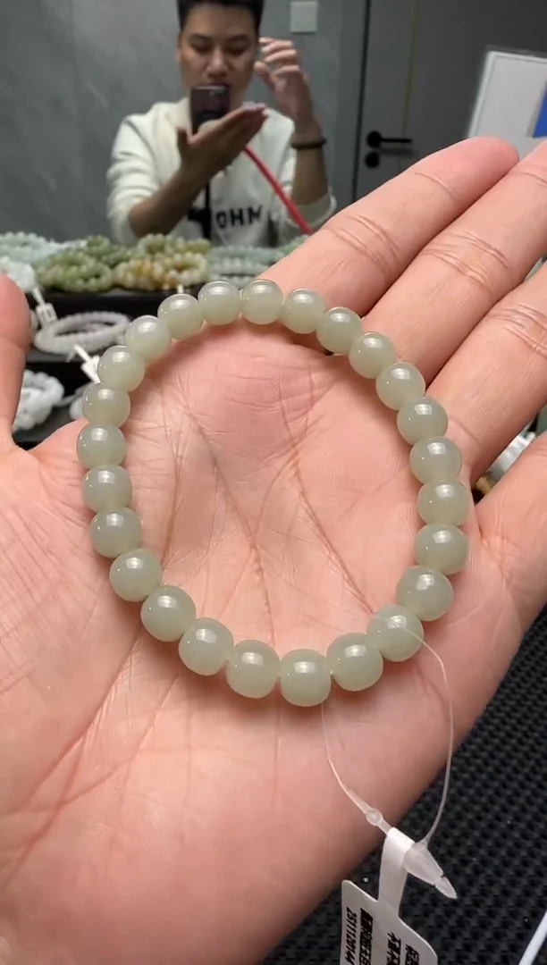 未镶嵌手串和田玉青白玉手串卡7x8