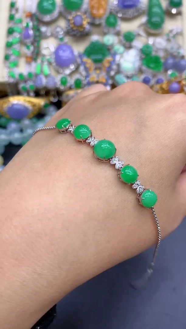 18K金镶嵌手链翡翠505-中国好珍宝