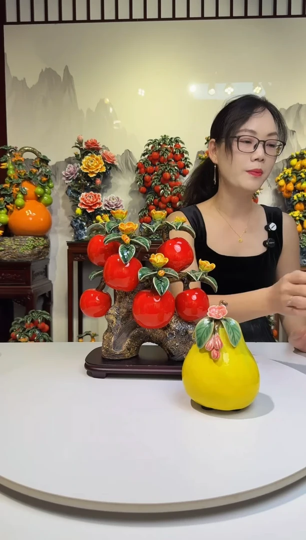 陶瓷理**旬六六大顺苹果石湾陶