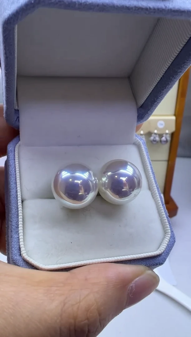 银S925镶嵌耳饰淡水珍珠450