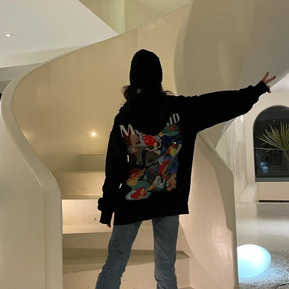 2025早春新款美人鱼抽绳连帽卫衣W1036