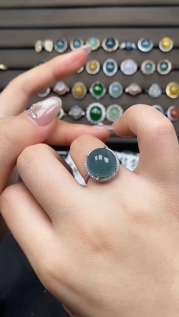 银S925镶嵌戒指翡翠533868