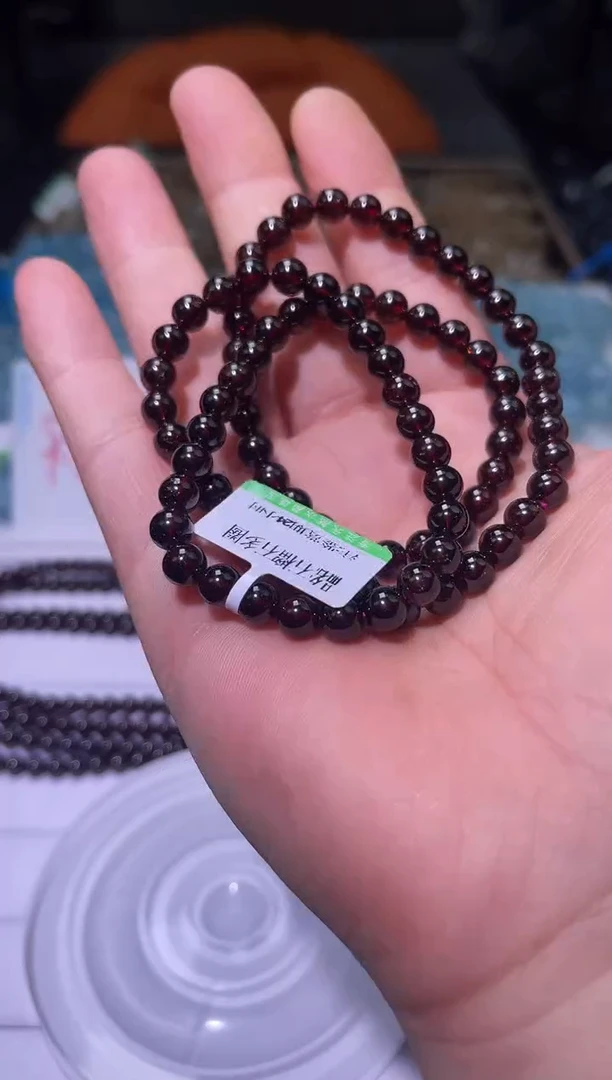 未镶嵌手链石榴石J019-6mm石榴石多圈-多样性发其一