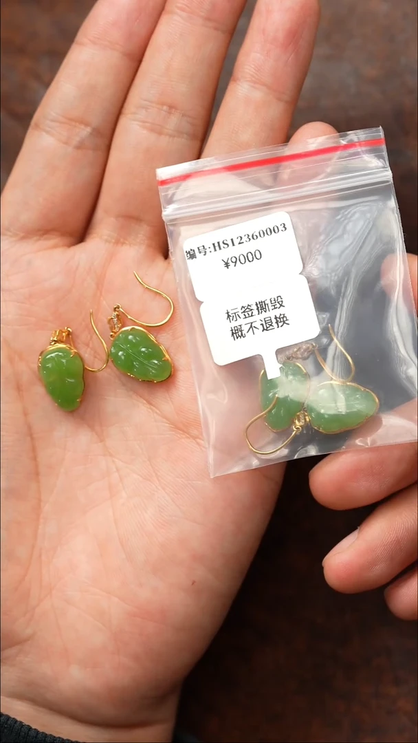 颈饰18K金镶嵌和田玉耳饰-HS