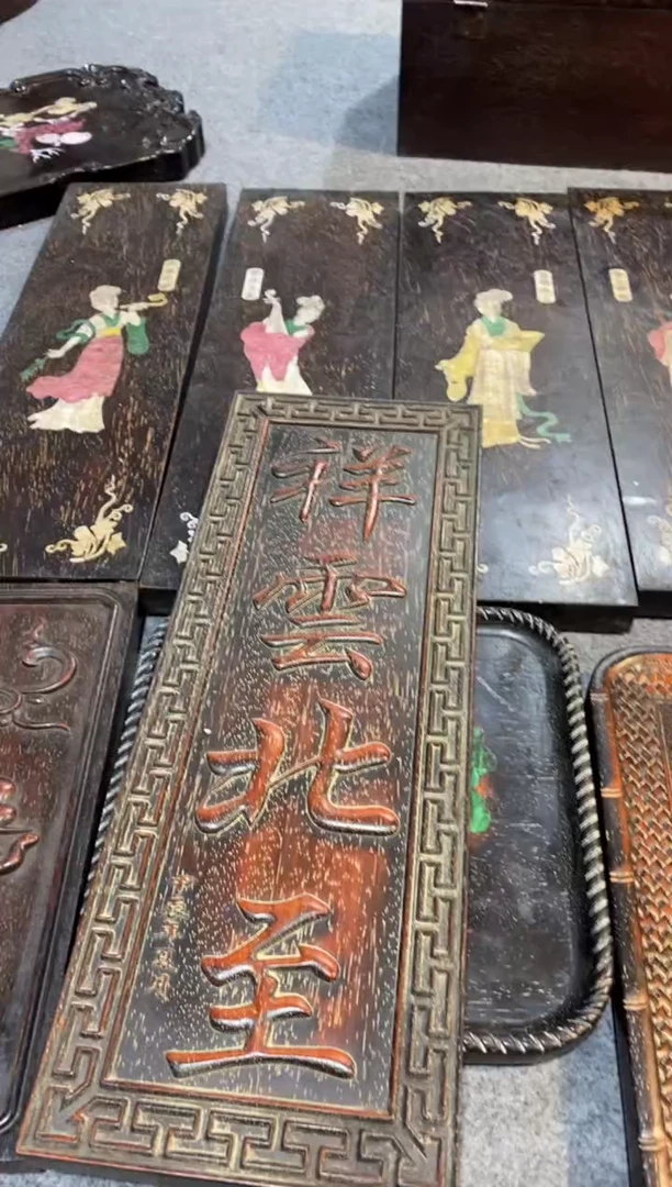 香榧木紫檀拆件雕刻板以直播间实物为准微瑕老物件