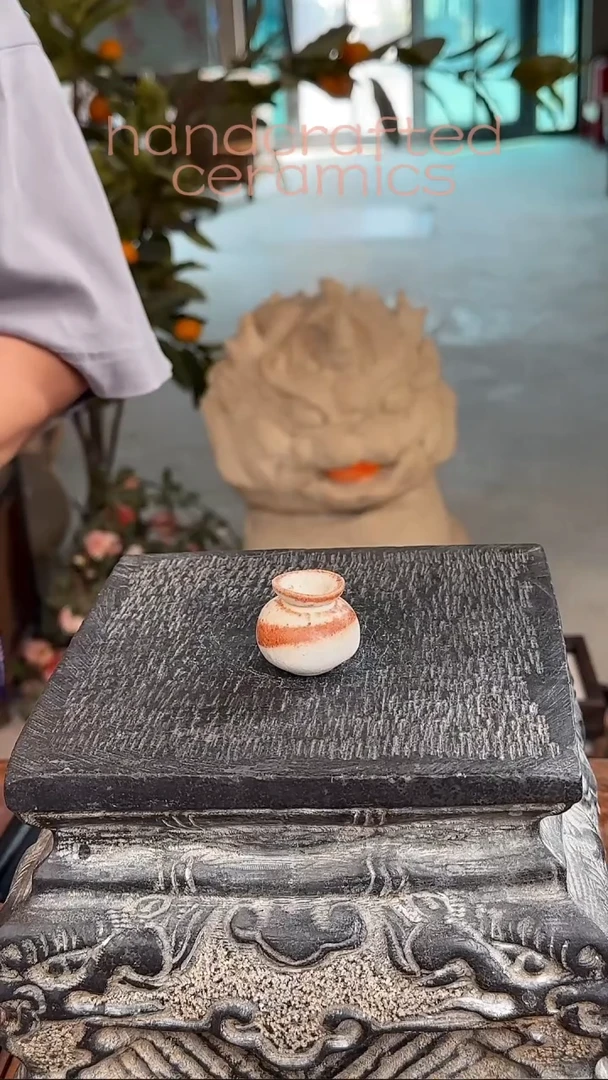 陶瓷小花瓶竹色釉花瓶迷你