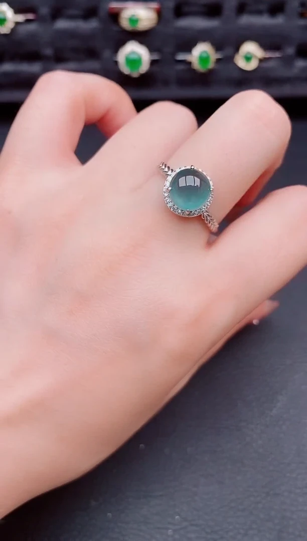 翡翠戒指银S925镶嵌天然a货翡翠564