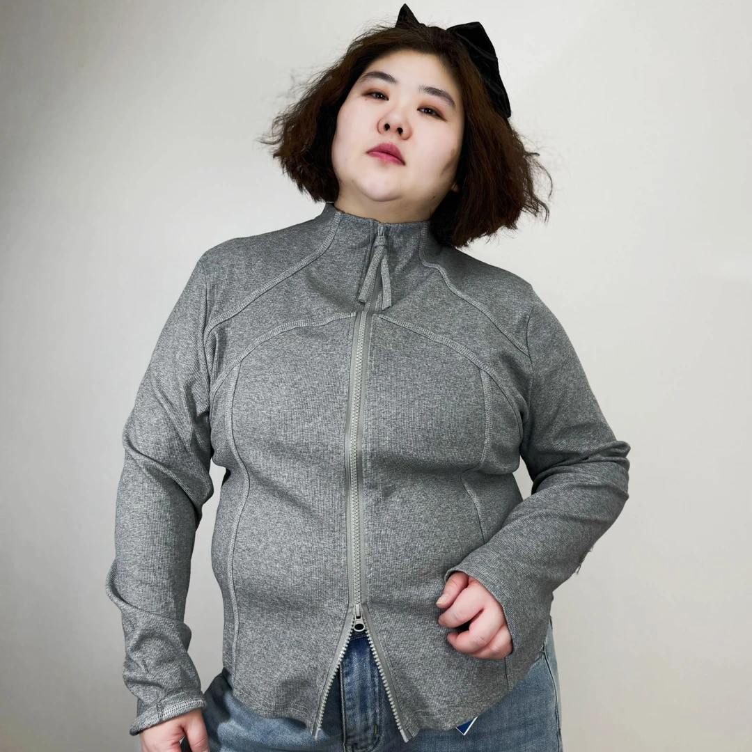 【FXN】大码韩版运动风鱼骨修身拉链外套开衫