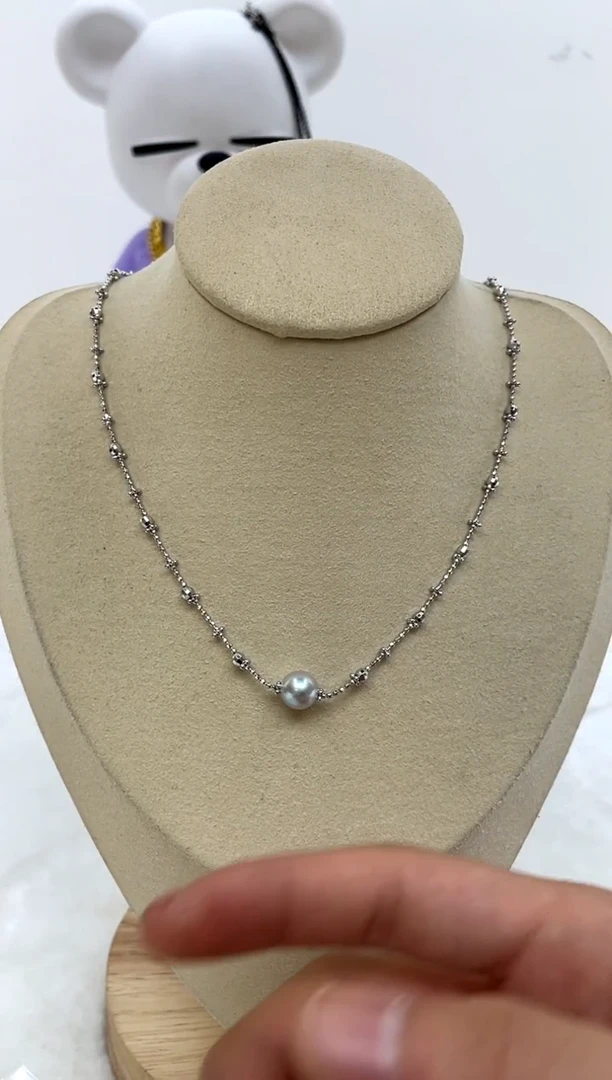 颈饰银S925镶嵌海水珍珠8-9