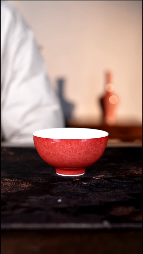 杯子白泥豇豆红陶瓷