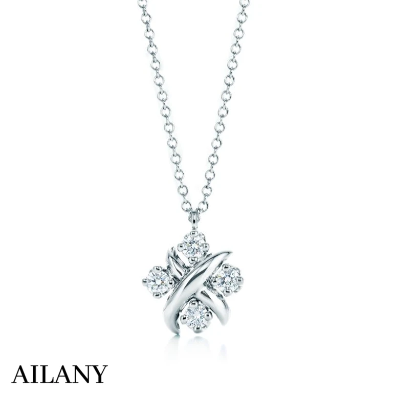 实验室培育钻石【定制】河南培育钻石方糖铂金人工钻石Lynn项链