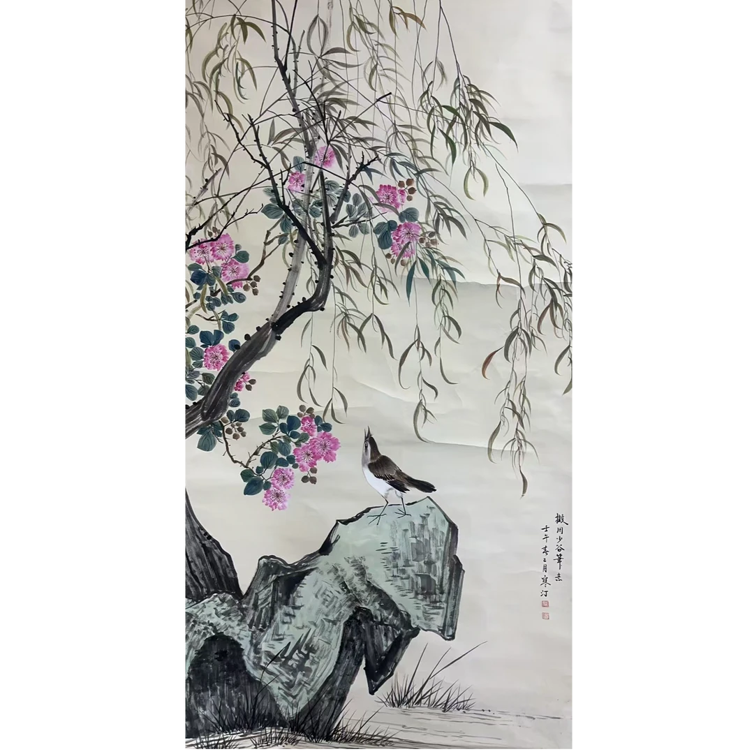 江HD款 花鸟绘画立轴177×95 15.1平尺