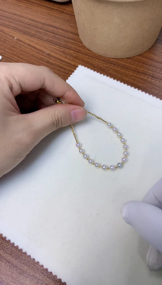 【闪购商品】海水珍珠饰品18K金镶嵌彩凛+真多麻色AB款手链