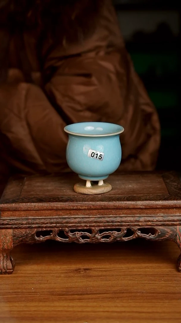 杯015号天蓝釉玉兰杯孤品
