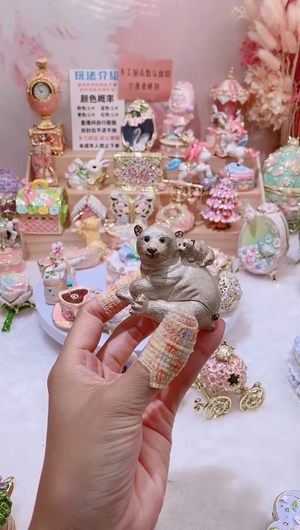 合金珐琅彩首饰盒摆件