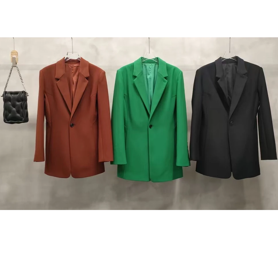 纽扣休闲轻奢西装韩版修身单排扣女士春夏女纯色夏季秋季西服