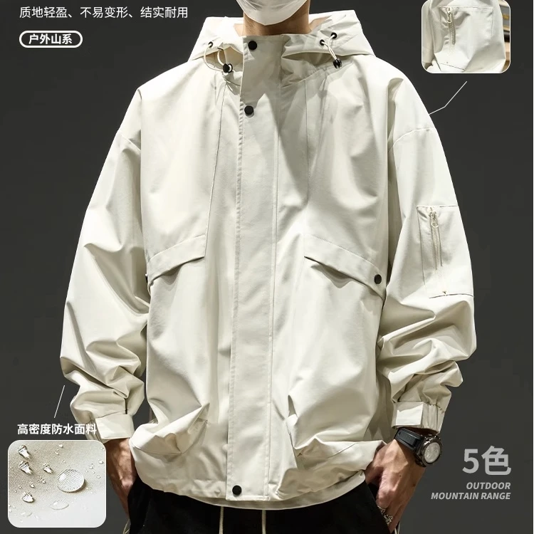 DIIIVERGOM美式街头男款春秋飞行员夹克防风连帽冲锋衣夹克外套