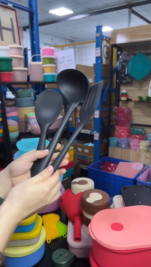 硅胶黑色 汤勺 饭勺 漏铲