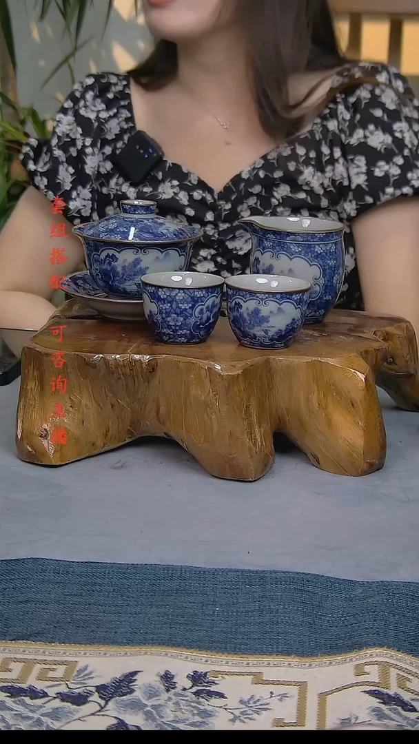 简装家用款4件套 老陶泥开片纹陶瓷茶具