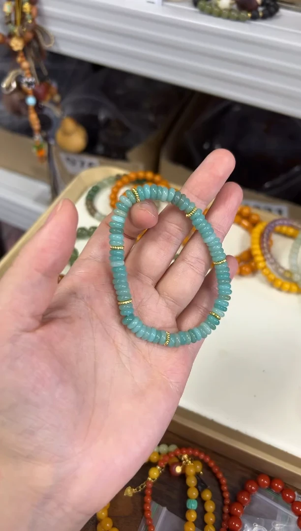 手链未镶嵌天河石老矿天河石精工蝶珠款手链