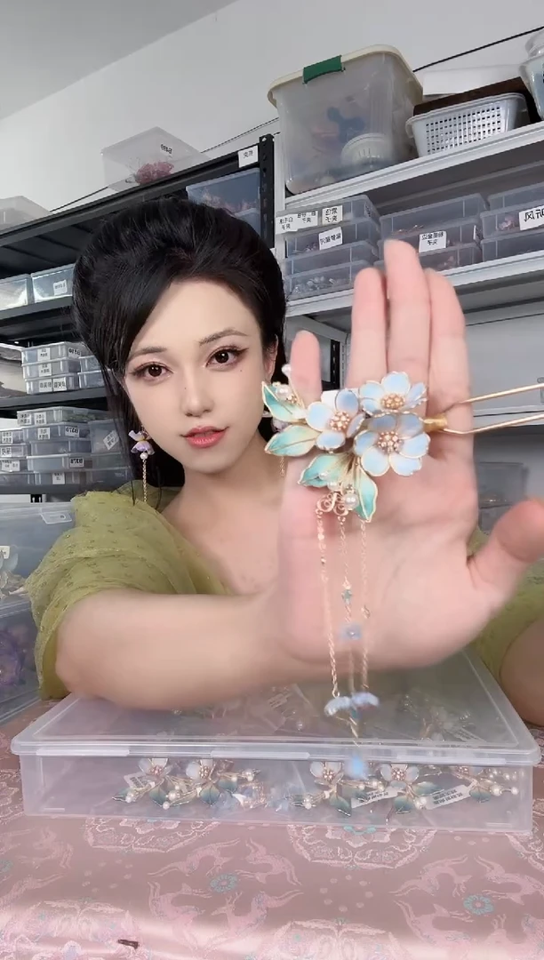 无铜合金 635 绒花人字簪