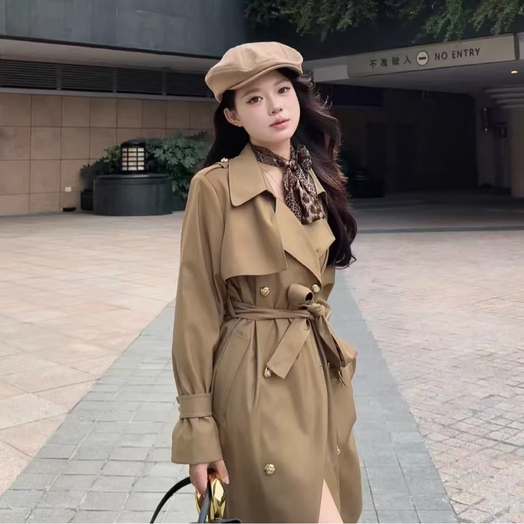 onee自制小个子气质显瘦大姐姐百通勤搭系带设计感正肩风衣秋季