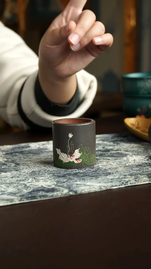 茶杯紫砂44号 荷花扳指杯 福利炸漏宜兴紫砂原矿作品
