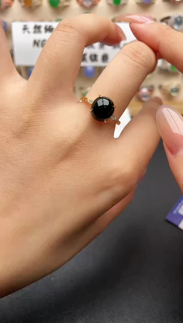 银S925镶嵌戒指翡翠一物一证一礼盒