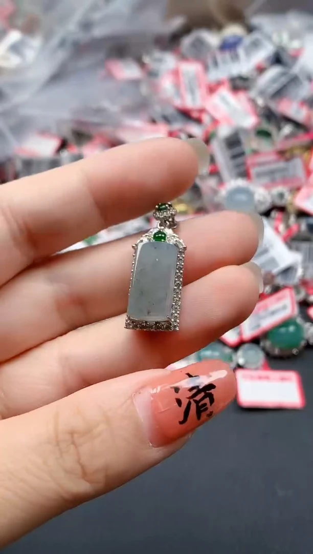 银S925镶嵌戒指翡翠天然A货缅甸翡翠